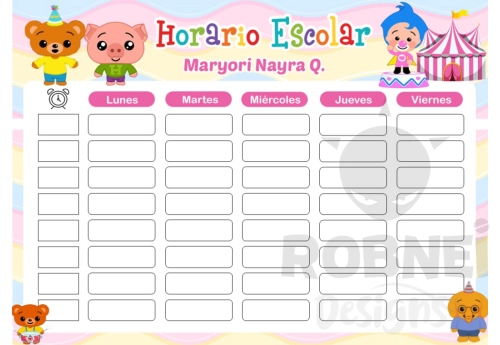 Plim Plim Girl rosado Horario Escolar